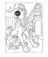 A coloring page of lady and the tramp